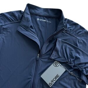 G/FORE Womens S Twilight Blue Full Zip Ruched Sleeve Lightweight Golf Jacket NEW